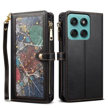 Moto G86 Power Star Series Lanyard Wallet RFID Leather Case Black - 1