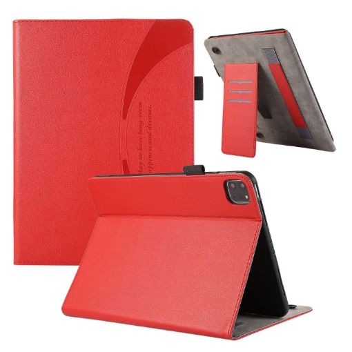 iPad Pro 13 2024 Red Litchi Texture Leather Tablet Case - 1