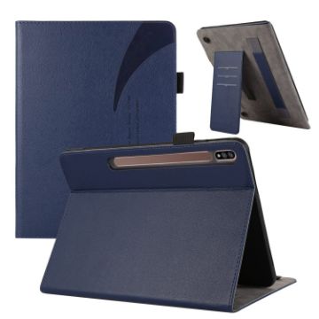 Dark Blue Litchi Texture Leather Case for Galaxy Tab S9/S8/S7 - 1