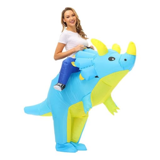 Kids' Halloween Triceratops Dinosaur Inflatable Costume, Size M - 1