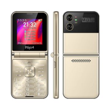 UNIWA F265 Gold Flip Phone, 2.55" MT6261D, FM, 4 SIM, 21 Keys - 1