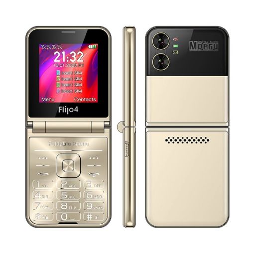 UNIWA F265 Gold Flip Phone, 2.55" MT6261D, FM, 4 SIM, 21 Keys - 1