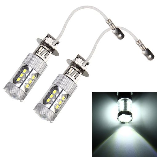 H3 5W 250LM Car Fog Lights with 16 LED Bulbs, White, 2PCS - 1