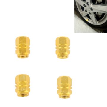Gold Hexagon Universal Tire Valve Stem Caps, 4PCS Metal Plated - 1