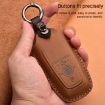 Ford Car Cowhide Leather Key Case, Three Keys Version (Blue) - 4