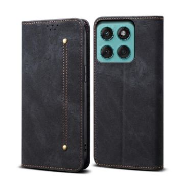 Moto G56 5G Black Denim Texture Flip Leather Case - 1