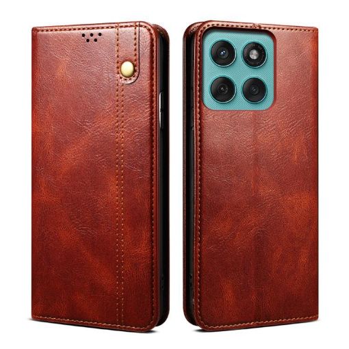 Moto G86 Power Leather Case - Crazy Horse Texture (Brown) - 1