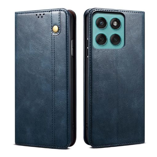 Moto G86 Power Oil Wax Crazy Horse Leather Phone Case (Blue) - 1