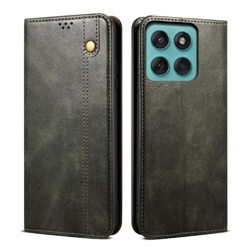 Motorola Edge 60 Pro Green Leather Phone Case - Crazy Horse Texture - 1
