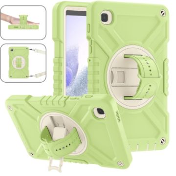 Galaxy Tab A7 Lite X Rotation Hybrid Case with Strap (Yellow/Green) - 1