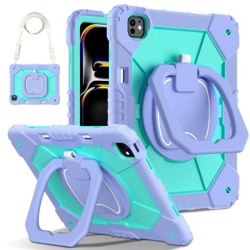 iPad Pro 13 2024 Purple Mint Green Robot Silicone Case - 1