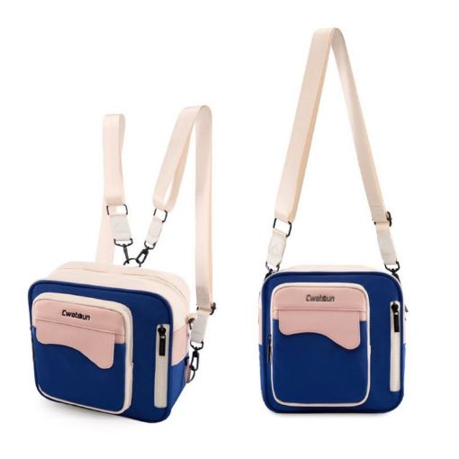Cwatcun D118 Blue 2-Way Camera Backpack Cross-body Bag 21x21x14.5cm - 1
