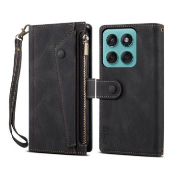 Moto G86 Power RFID Leather Case, Retro Frosted, Black - 1