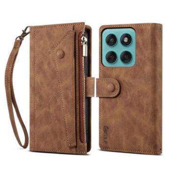 Motorola Edge 60 Pro Frosted RFID Leather Case (Brown) - 1