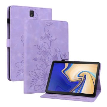 Lily Embossed Leather Case for Samsung Galaxy Tab S4 10.5 (Purple) - 1