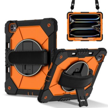 iPad Pro 2024 Black Orange Robot Silicone Hybrid Case - 1
