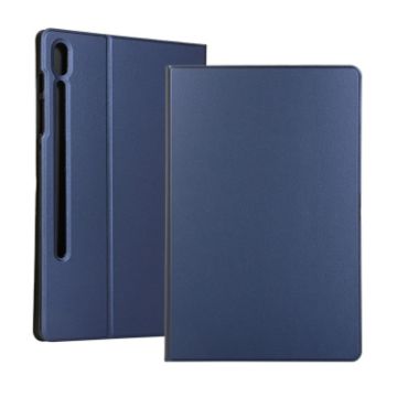 Samsung Galaxy Tab S7 T870 Leather Case with Holder, Dark Blue - 1