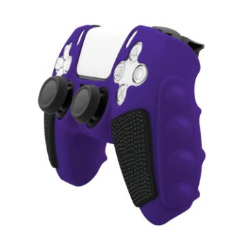 PS5 Purple Black Silicone Gamepad Case, No Rocker Caps - 1
