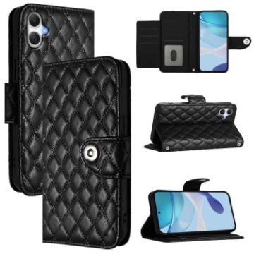 Samsung Galaxy A07 Leather Flip Case with Lanyard - Black - 1