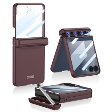 Samsung Galaxy Z Flip7 5G Full Coverage Case with Pen (Wine Red) - 1