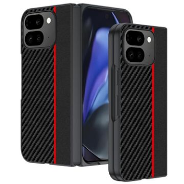 Pixel 10 Pro Fold Ultra-thin Carbon Fiber Phone Case (Black Red) - 1