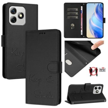 Ulefone Note 18 Ultra 5G Black RFID Leather Phone Case Smile Embossing - 1