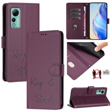 Ulefone Note 14 Violet RFID Leather Case with Smile Embossing - 1