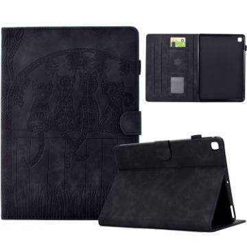 Samsung Galaxy Tab S5e/T720 Cats Embossed Leather Case (Black) - 1