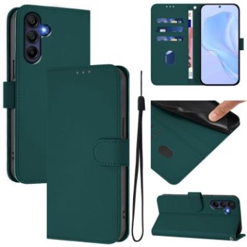 Galaxy A17 5G Dark Green Leather Case with Lanyard - 1