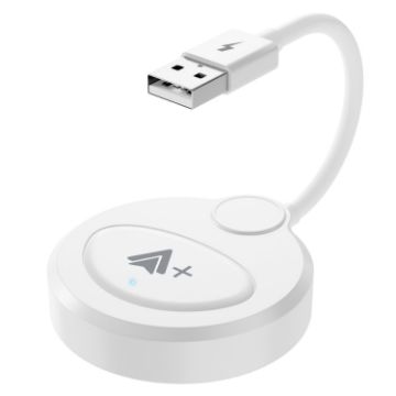 Wired to Wireless CarPlay Adapter for Android, Round USB, White - 1