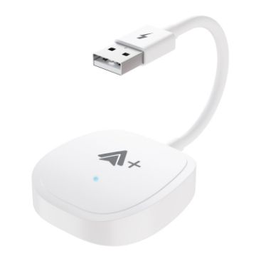 Wired to Wireless CarPlay Adapter - USB Interface, Square (White) - 1