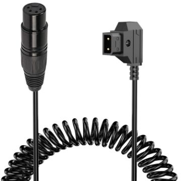 D-Tap to XLR 4 Pin Camera Monitor Coiled Power Cable, 1.5m (Black) - 1