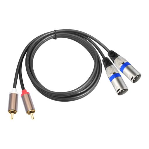RCA to XLR 3pin Audio Cable, 1.5m, Black Silver - 1