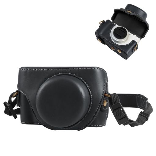 Sony ZV-1F Full Body Leather Camera Case with Strap - Black - 1