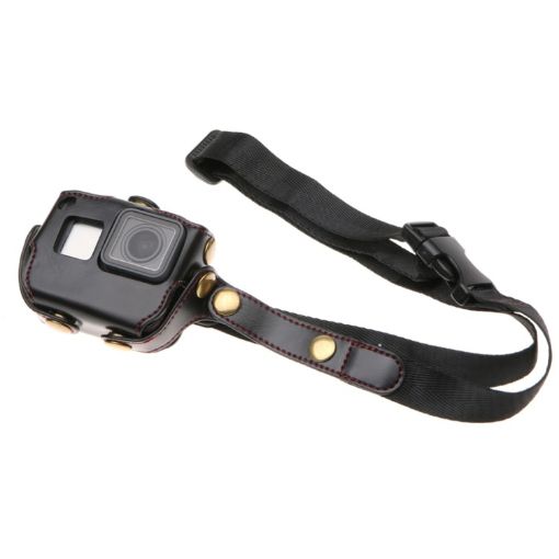 GoPro HERO7/6/5 Leather Case with Strap & Buttons (Black) - 1
