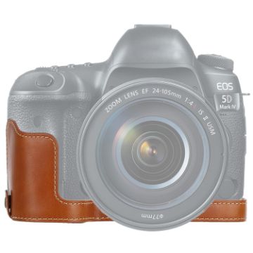 Brown PU Leather Camera Half Case for Canon EOS 5D Mark IV/III - 1