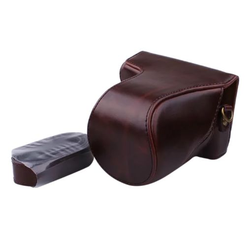 Canon EOS M200 Leather Case Bag with Strap (15-55mm, Coffee) - 1