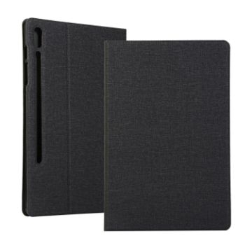 Black Leather Case with Holder for Galaxy Tab S6 T860 - Texture Finish - 1