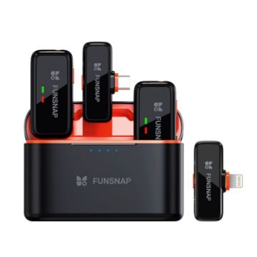 FUNSNAP S6 Lavalier Wireless Microphone, Dual RX & TX, Charging Case - 1