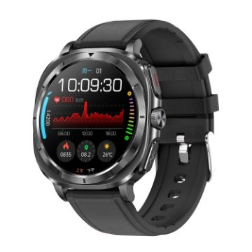 ET492 1.43" AMOLED Smart Watch with ECG/Blood Sugar, Leather Strap - 1