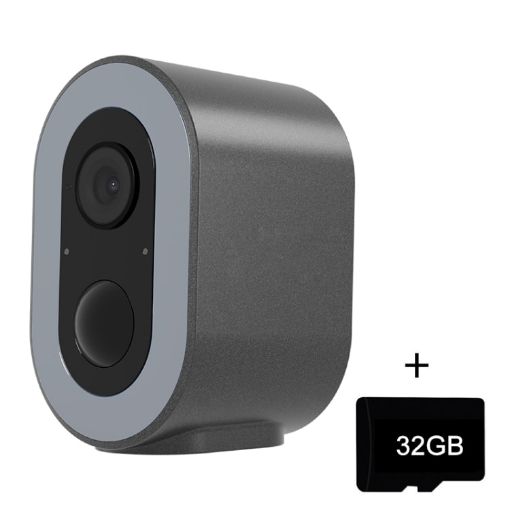 Tuya Smart HD Battery Camera, Low Power, 32GB, EU Plug (Grey) - 1