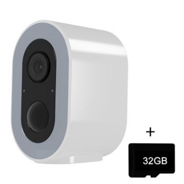 WiFi Tuya Smart HD Battery Camera, 32GB, US Plug (White) - 1