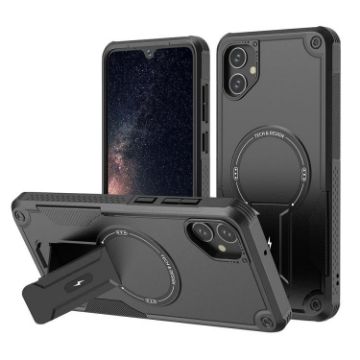 Samsung Galaxy A05 Black Armor MagSafe Holder Phone Case - 1