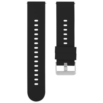 20mm Black Silicone Watch Band with Steel Buckle - 1
