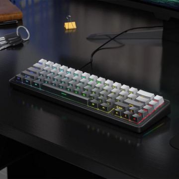 AULA F65 Mechanical Keyboard: 67 Keys, RGB, 3 Modes, Grey-Purple Axis - 1