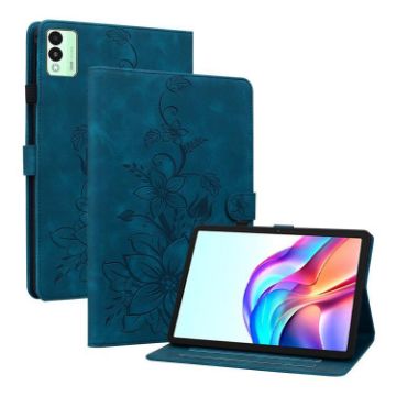 Tecno Megapad 11 Dark Blue Lily Embossed Leather Tablet Case - 1