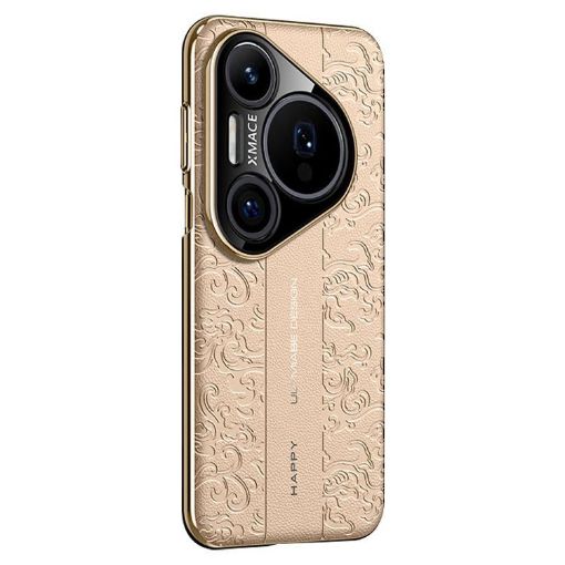 Huawei Pura 80 Ultra 5G Gold Leather PC Case - Cloud Dragon Design - 1