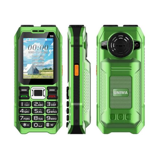 UNIWA M6000 Keypad Phone, 2.4" Dual Flashlights, 4 SIM, EU Plug (Green) - 1