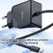 Yesido YC75 PD65W 2m USB-C Charger, EU Plug (Black) - 3
