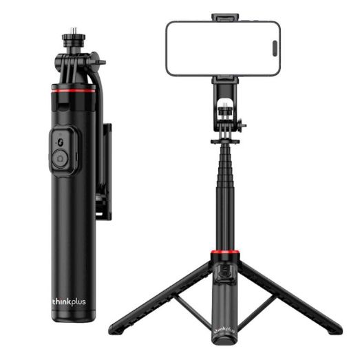 Lenovo Thinkplus H1V Aluminum Bluetooth Selfie Stick, 1.3m (Black) - 1
